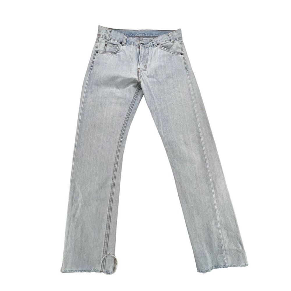 Levis Jeans Womens 26 Light Wash Straight Leg Raw Hem Orange Tab Denim Mid Rise